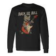 Rock And Roll Guitar Cat Vintage Rock Guitarist Cat Long Sleeve T-Shirt Gifts ideas