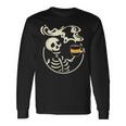Scheletrointage Picture Con Sorridente Cranio Bere Maglietta a maniche lunghe Ideas de regalos