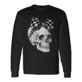 Skull Coquette Bow Halloween Black And White Checkered Bow Long Sleeve T-Shirt Gifts ideas