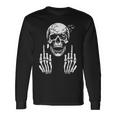 Skull Skeleton Middle Finger Adult Humour F You Langarmshirts Geschenkideen