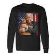 Trump Hugging An Orange Cat 2024 Make Cats Safe Again Long Sleeve T-Shirt Gifts ideas