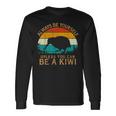 Vintage Retro Style Pine Tree Sunset Bird Wild Animal Kiwi Maglietta a maniche lunghe Ideas de regalos