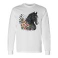 Cavallo Nero Con I Fiori Maglietta a maniche lunghe Ideas de regalos