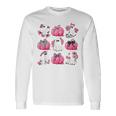 Cute Ghost Florals Pink Coquette Bows Pumpkins Halloween Long Sleeve T-Shirt Gifts ideas