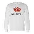 Donna Qigong Chi Kung Lotus Yin Yang Script Con Collo A Maglietta a maniche lunghe Ideas de regalos