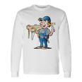 Builder Handyman Con Dibujos Animados Y Herramientas Camiseta de manga larga Ideas de regalos