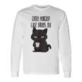 Guten Morgen Ganz Dünnes Eis Kawaii Cat Morgenmuffel Gray Langarmshirts Geschenkideen