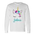 Jolina Name Geschenk Colourful Unicorn Jolina Langarmshirts Geschenkideen