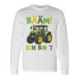 Kinder Bääm Ich Bin 7Ier Jahre Junge 7Th Birthday Tractor Langarmshirts Geschenkideen