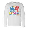 Niños My 4Th Birthday Diseño De Tiburón Para Niños Camiseta de manga larga Ideas de regalos