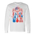 Party In The Usa Happy Face Smile American Flag 4Th Of July Long Sleeve T-Shirt Gifts ideas
