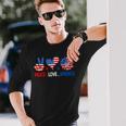 4Th Of July Peace Love America Us Flag Fourth Of July Long Sleeve T-Shirt Gifts for Him