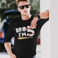 5Th Birthday Boy Bro I'm 5 Year Old Baseball Theme Long Sleeve T-Shirt Gifts for Him