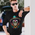 Aesthetic Mexico Dia De Muertos Skull Langarmshirts Geschenke für Ihn