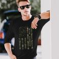 Air Force United States Distressed Camo W Us Flag Long Sleeve T-Shirt Gifts for Him