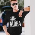 Aloha Beach Summer Palm Trees Hawaii Surfer Langarmshirts Geschenke für Ihn