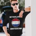 Ámsterdam Países Bajosintage Sport Bandera Holandesa Souvenirs Camiseta de manga larga Regalos para él