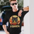 Anime Cat Ramen Kawaii Japanese Cat Kawaii Manga Long Sleeve T-Shirt Gifts for Him