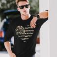 Camo American Flag Heart Camouflage Patriotic Veterans Day Long Sleeve T-Shirt Gifts for Him