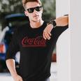 Coca-Cola Distressed Cursive Logo Langarmshirts Geschenke für Ihn