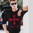 Con Croce Di Templare Deusult Crusader Maglietta a maniche lunghe Regalos para él