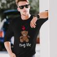 Con Orsetto E Scritta In Lingua Inglese Hug Me Teddy Maglietta a maniche lunghe Regalos para él