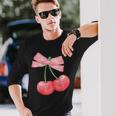 Coquette Cherry And Bow Kawaii Aesthetic Trendy Maglietta a maniche lunghe Regalos para él