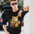 Corgi-Dog Mangiare Ciotola Di Ramen Pho Noodle Soup Giappone Kawaii Maglietta a maniche lunghe Regalos para él