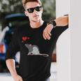 Cute Rat Lover Heart Beat Rodent Maglietta a maniche lunghe Regalos para él