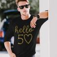 Damen Hello 50 Fifty Heart 50 Geburtstag 50 Jahre Alt Langarmshirts Geschenke für Ihn