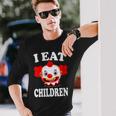 Divertente Con Scritta I Eat Children Evil Creepy Clown Con Collo A Maglietta a maniche lunghe Regalos para él