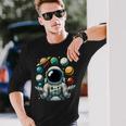 Divertido Astronauta Espacial Malabares Sistema Solar Planetas Niños Camiseta de manga larga Regalos para él