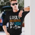 Donna Facilmente Distratto Da Abbigliamento Pesce Per Pesca E Acquariofilo Con Collo A Maglietta a maniche lunghe Regalos para él