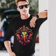 Donna Ganesh Simbolo Yoga Indù Elefante Dio Ganesha Puja Con Collo A Maglietta a maniche lunghe Regalos para él