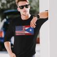 Donna Usa Puerto Rico Bandiere Stati Uniti D'america Portoricano Con Collo A Maglietta a maniche lunghe Regalos para él