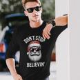 Don't Stop Believing Santa Claus Christmas Boys Long Sleeve T-Shirt Gifts for Him