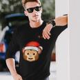 Emoji-Nikolausmütze-Affengesicht Langarmshirts Geschenke für Ihn