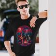 Alien And Bigfoot Campfire Moon Ufo Adventure Hiking Long Sleeve T-Shirt Gifts for Him