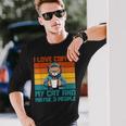 Gatto Beve Caffè Con Scritta Divertente Maglietta a maniche lunghe Regalos para él
