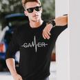 Giocando Gamer Giocatore Controller Pc Gioco Gaming Maglietta a maniche lunghe Regalos para él