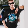 Guess What Week It Is Shark Joke Retro Vintage Ocean Long Sleeve T-Shirt Gifts for Him