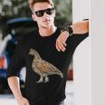 Hazel Grouse Birding Bird Watcher Amanti Degli Animali Retro Maglietta a maniche lunghe Regalos para él