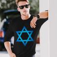 Israel Flag Small Star Of David Judaism Hexagram Symbol Langarmshirts Geschenke für Ihn