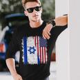 Israel Usa Flag Langarmshirts Geschenke für Ihn