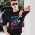 Keeper Of The Gender Baseball Or Bows Gender Reveal Party Long Sleeve T-Shirt Gifts for Him
