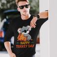 Koala Hugging Turkey Happy Thanksgiving Turkey Day Lovers Long Sleeve T-Shirt Gifts for Him