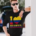 I Love Colombia I Love Bogotá Colombia Bandera Corazón Gráfico Camiseta de manga larga Regalos para él