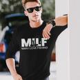 Milf Man I Love Fishing Pesca Pescatore Pescatore Maglietta a maniche lunghe Regalos para él