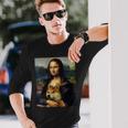 Mona Lisa Dainci Con Stampa Mona Lisa Con Cane Shiba Inu Maglietta a maniche lunghe Regalos para él
