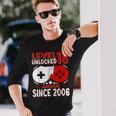 Nivel 18 Desbloqueado 18 Años Cumpleaños Gamer 18 Años Camiseta de manga larga Regalos para él